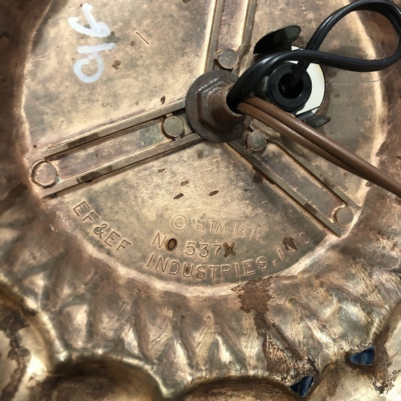 RARE Vintage 1972 EF & EF Industries Yellow Cottagecore Hand Painted Floral Lamp - Picture 15 of 16